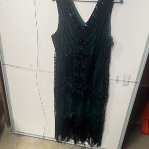 Elegant Black and Green Women's Dress
